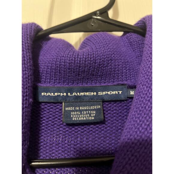 Ralph Lauren Sport Women's M Shawl Collar Sweater purple Yellow Pony Pullover - Picture 3 of 6